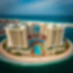 Aerial view of Adagio the Palm showcasing its stunning architecture