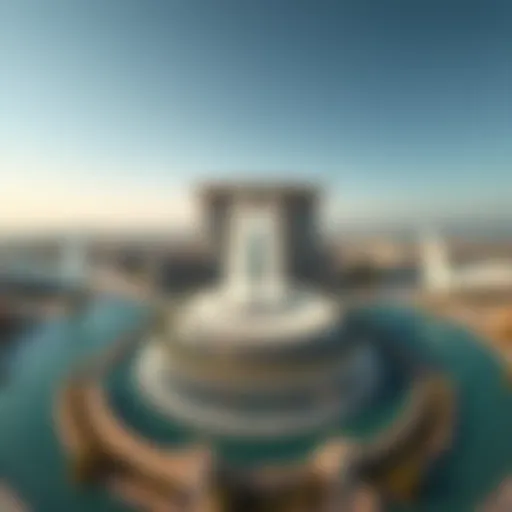 Aerial view of Address Fountain showcasing its architectural beauty