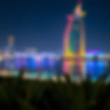 Illuminated Ain Dubai at Night Night view of Ain Dubai illuminated in vibrant colors