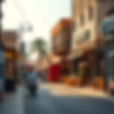 Charming street in Al Bada Satwa lined with local shops and cafes