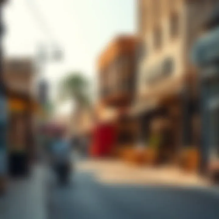 Charming street in Al Bada Satwa lined with local shops and cafes