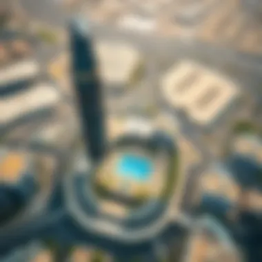 Aerial Perspective of Al Hamd Building Aerial view highlighting the location in Dubai