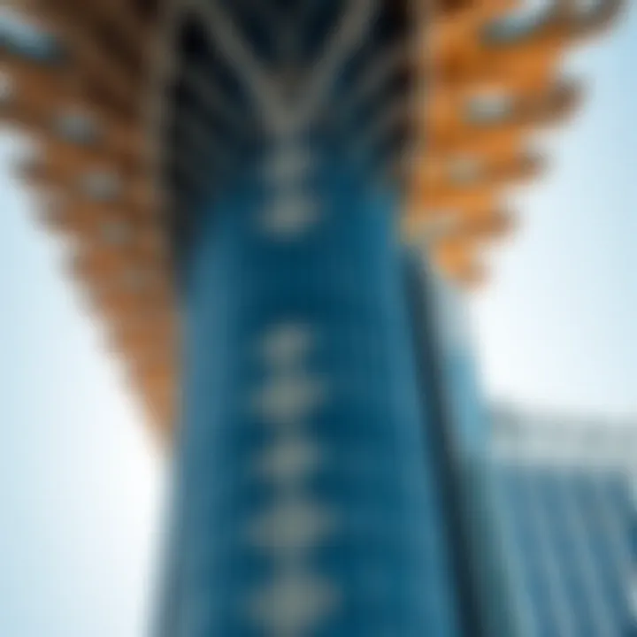 Architectural close-up showcasing the unique design elements of Al Saadah Tower