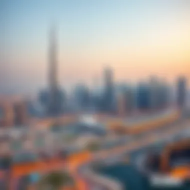 Dubai Skyline Featuring Al Tower Center Panoramic view of Al Tower Center in Dubai skyline