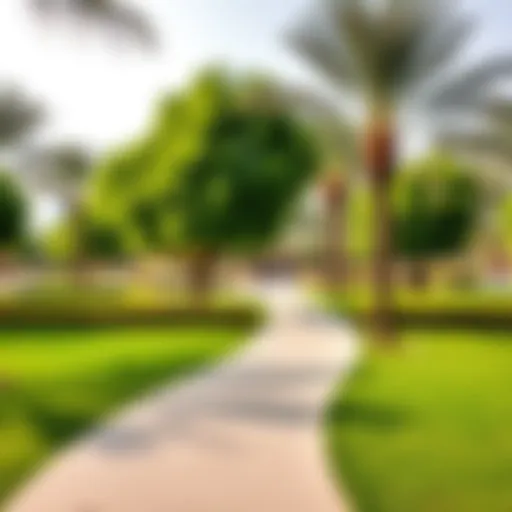 A serene view of Al Twar Park showcasing its lush greenery and walking paths