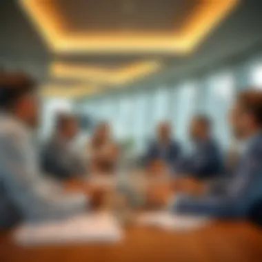 Strategizing Real Estate Insights A strategic meeting among professionals discussing real estate trends