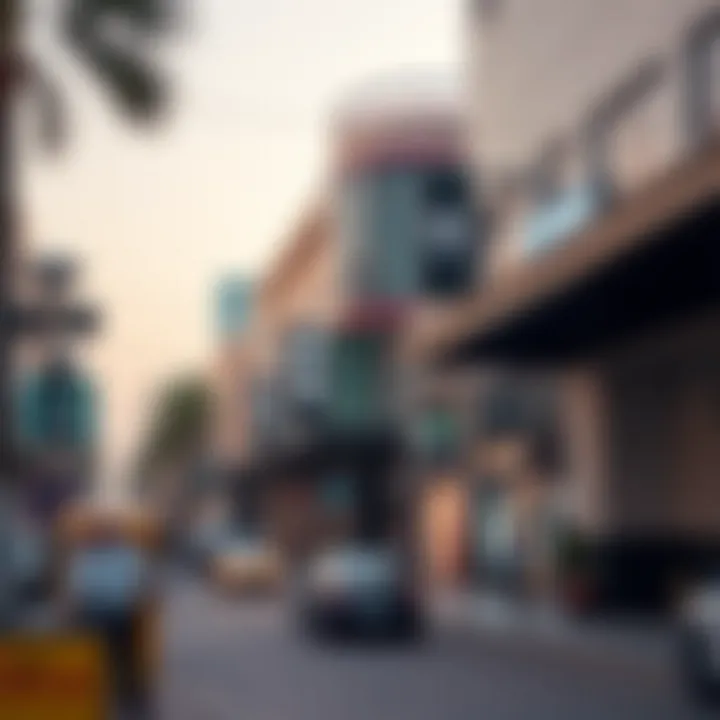 Bustling Commercial Area in Meydan A bustling commercial area in Meydan illustrating the vibrant lifestyle and business opportunities available