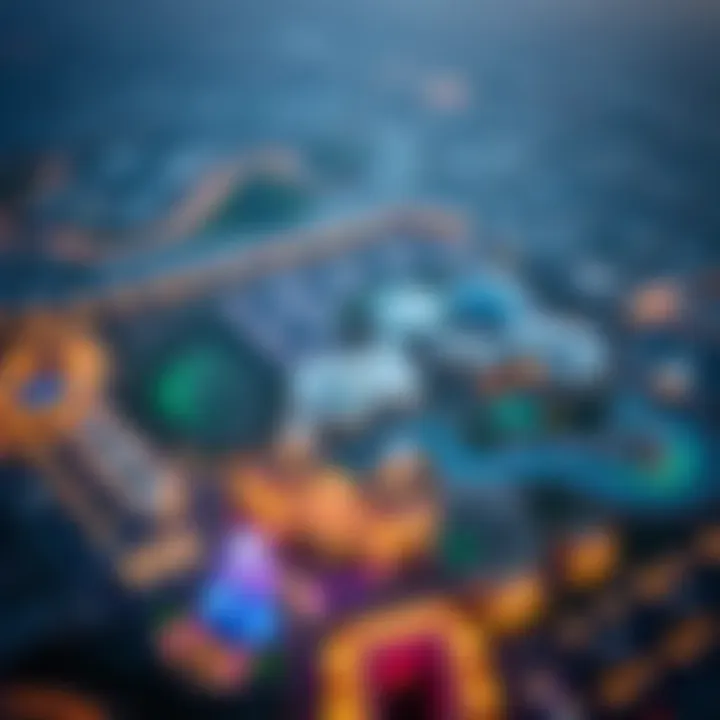 Aerial view of Dubai Parks and Resorts showcasing its vast landscape