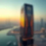 Stunning exterior view of Binghatti Mercedes Tower against Dubai skyline