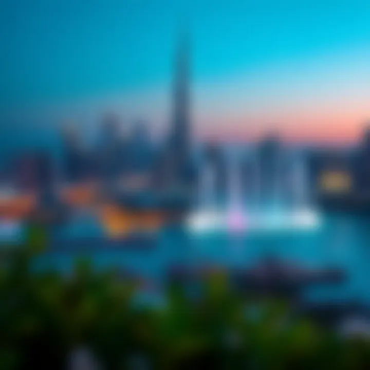 Dubai Skyline with Burj Khalifa as Centerpiece Panoramic view of Dubai skyline featuring Burj Khalifa