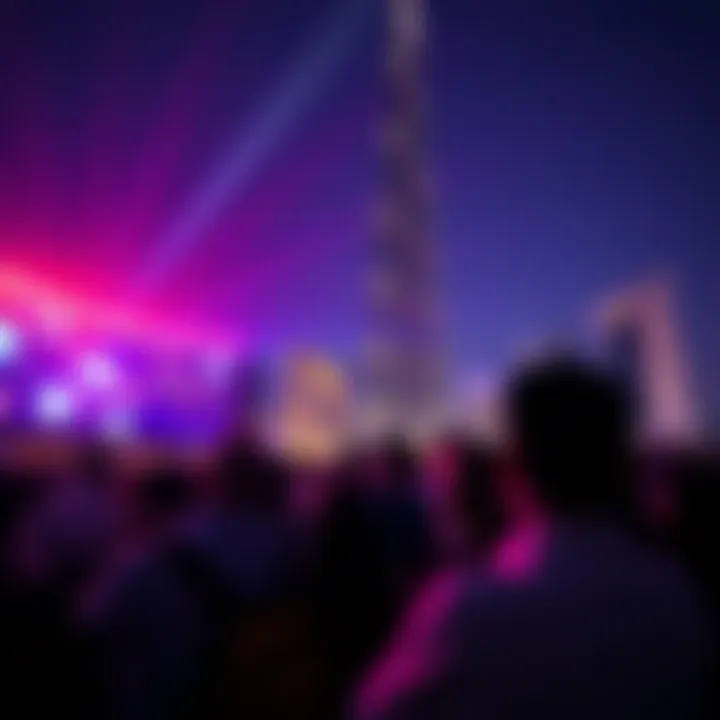 Crowd enjoying the Burj Khalifa light show