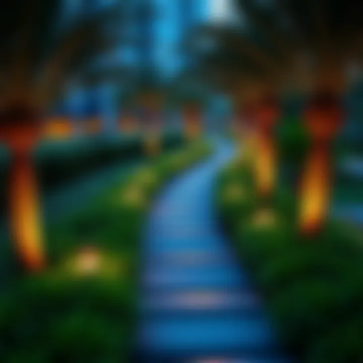 Lush greenery and modern pathways in Burj Park