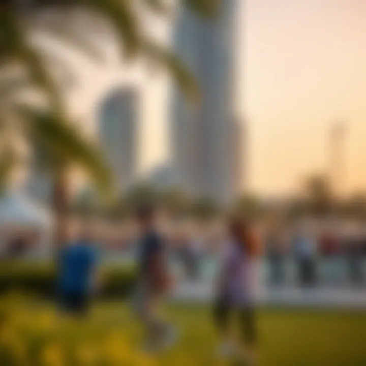 Visitors enjoying recreational activities in Burj Park