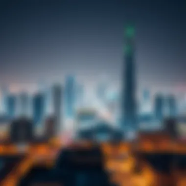 Dubai Skyline and Real Estate Development Overview of Dubai skyline showcasing real estate development