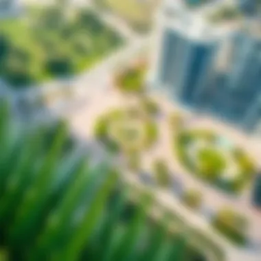 Green Spaces in Business Bay An aerial shot highlighting the green spaces near Business Bay Towers