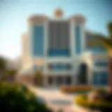 Stunning exterior view of Caesars Umm Suqeim showcasing its unique architectural design