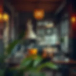 A cozy corner in a vibrant café with unique decor