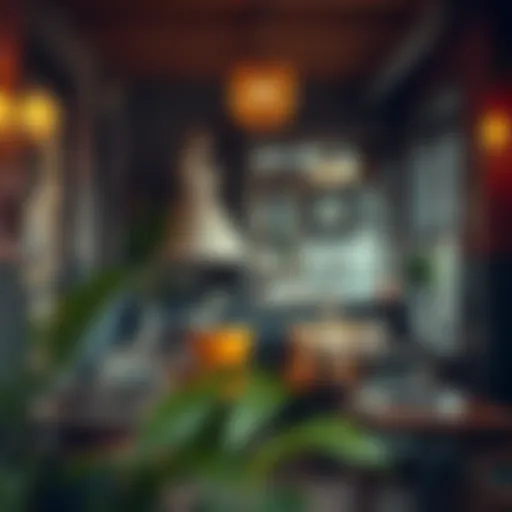 A cozy corner in a vibrant café with unique decor