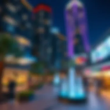 Nighttime perspective of Central Park Plaza highlighting its vibrant atmosphere