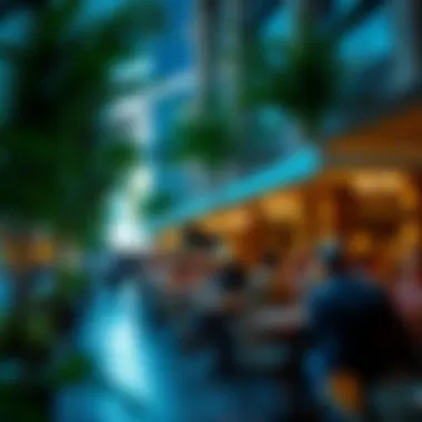 Outdoor dining scene with a lively atmosphere