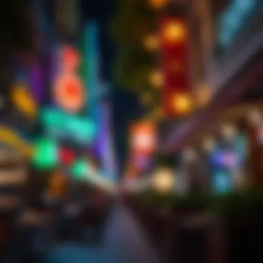 Vibrant street view of City Walk with restaurants