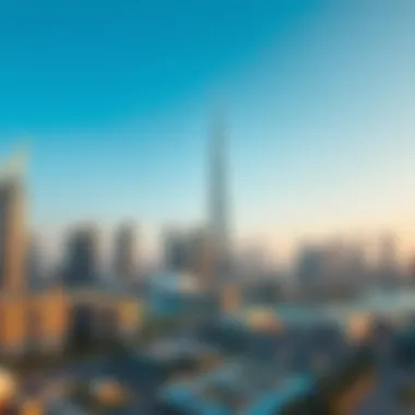 Panoramic view of Dubai skyline including Burj Crown