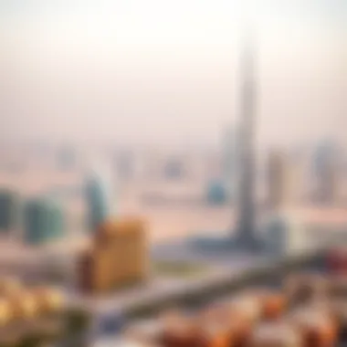 Dubai Skyline and Real Estate Developments Panoramic view of Dubai skyline showcasing real estate developments