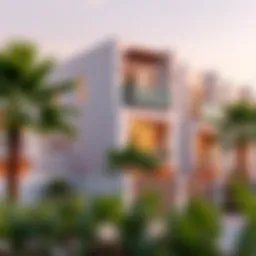 Elegant facade of a Danube townhouse showcasing modern architecture