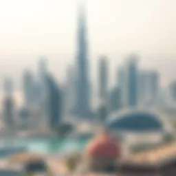 A panoramic view of Dubai's skyline showcasing iconic skyscrapers