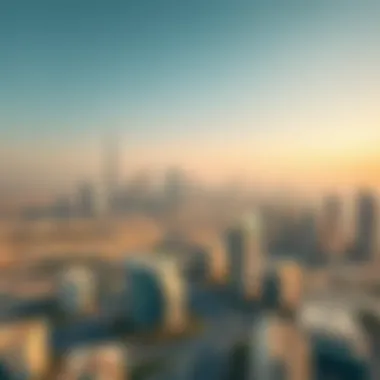 Dubai Skyline and Future Developments Aerial view of Dubai skyline with new developments around future rail stations