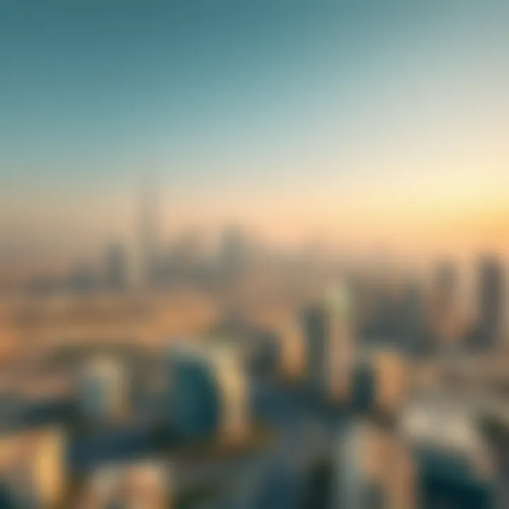 Dubai Skyline and Future Developments Aerial view of Dubai skyline with new developments around future rail stations