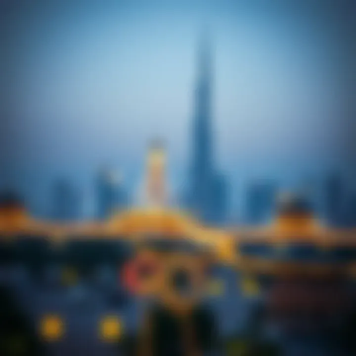 Dubai skyline with festive decorations for Eid