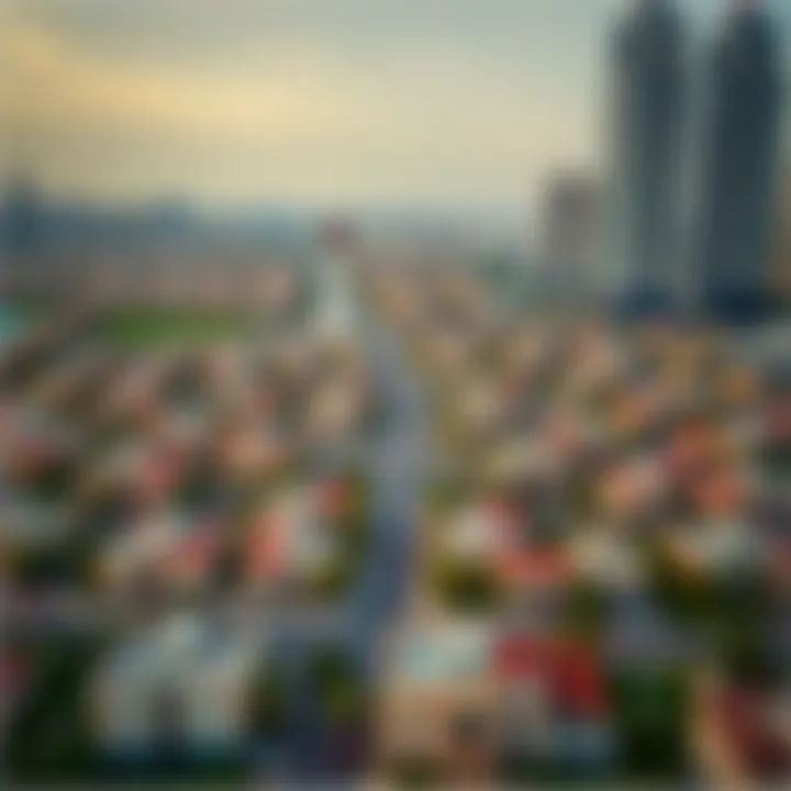 Aerial view of a vibrant Dubai community highlighting Imtiaz Properties' projects