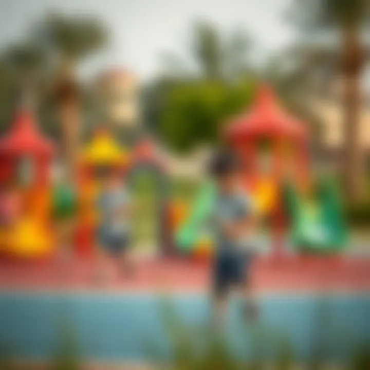Children playing in a vibrant playground within a Dubai park
