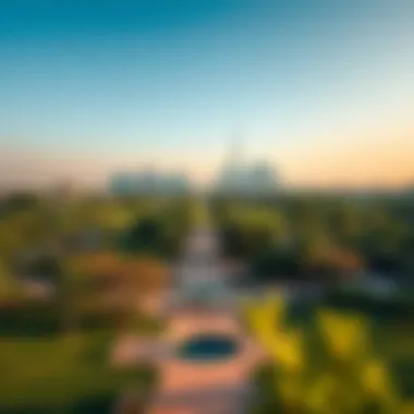 A panoramic view of Dubai's parks amid the urban skyline