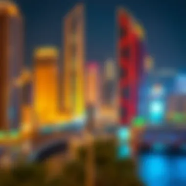 Vibrant Bur Dubai Skyline View of Bur Dubai skyline showcasing the vibrant atmosphere