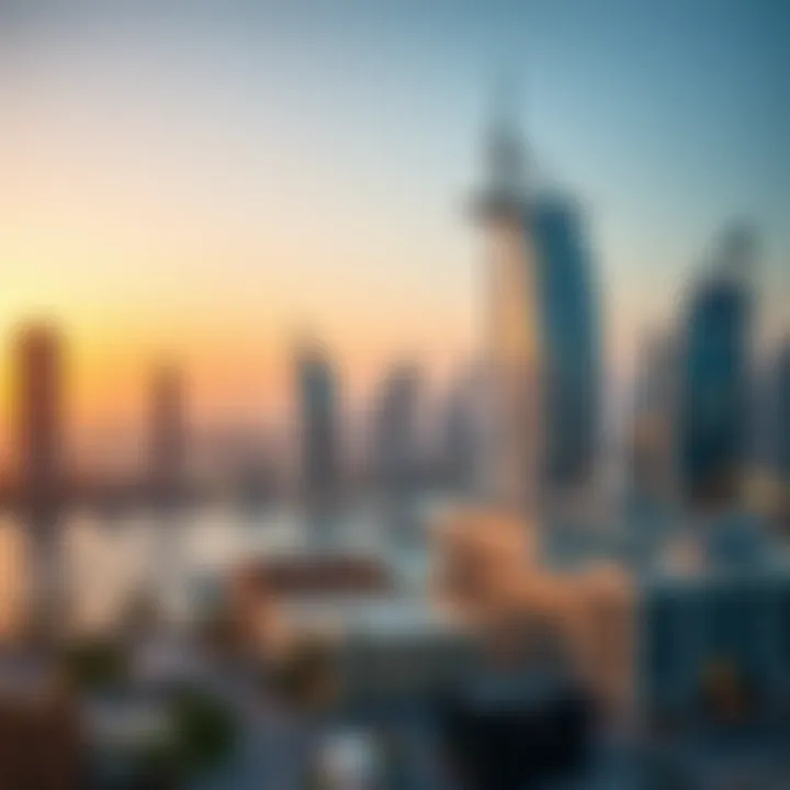 A panoramic view of Dubai's skyline featuring the Al Ahli Building
