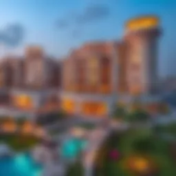 Aerial view of Al Hamra Residence showcasing its luxurious architecture