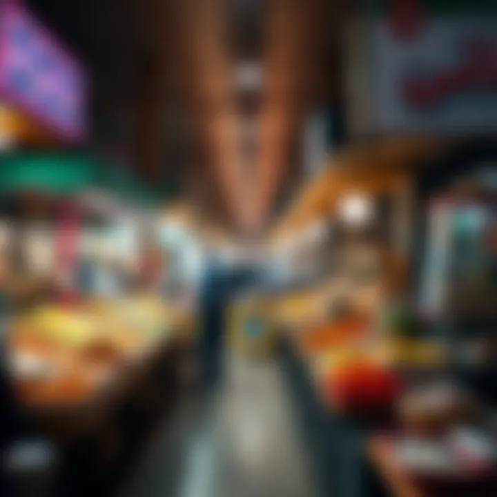 A bustling food market highlighting the rich tapestry of flavors in Al Karama.
