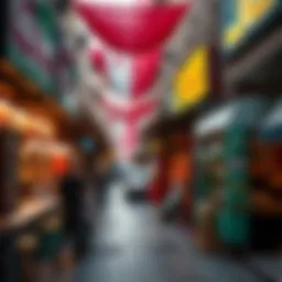 Vibrant street scene showcasing diverse eateries in Al Karama.