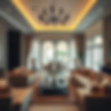 Elegant living room interior of Al Zahia villa Spacious living room in a rental villa