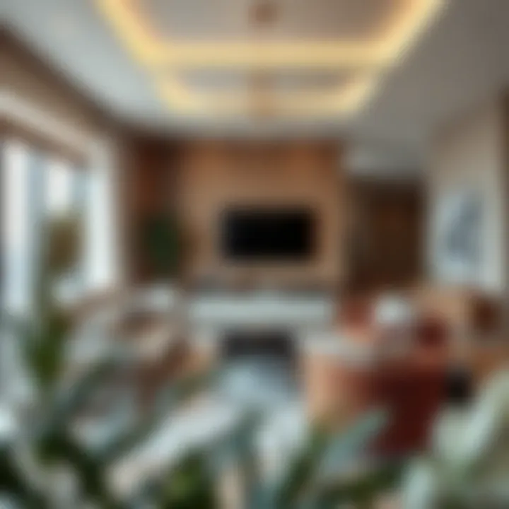 An elegant living room interior of a modern Dubai apartment
