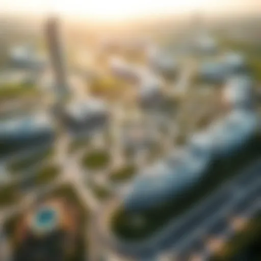 Aerial view of Arada Masaar showcasing its expansive green spaces and modern architecture