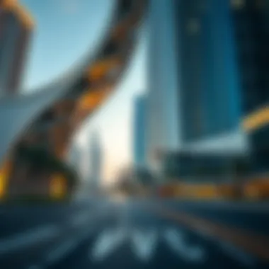 Architectural Details on Sheikh Zayed Road Close-up of architectural elements along Sheikh Zayed Road curve