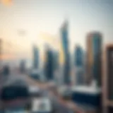 Modern Skyscrapers Surrounding Business Bay Panoramic view of Business Bay and its surroundings showcasing modern skyscrapers