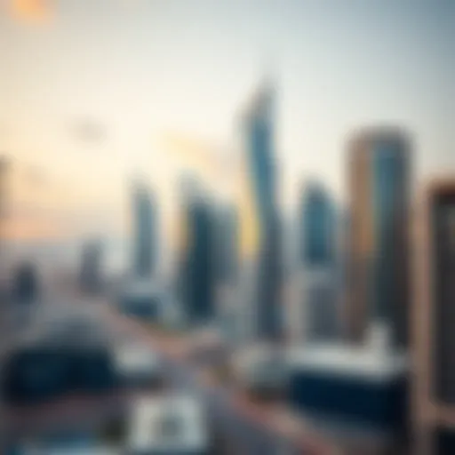 Modern Skyscrapers Surrounding Business Bay Panoramic view of Business Bay and its surroundings showcasing modern skyscrapers