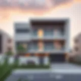 Stunning exterior view of an Asyan property in Dubai showcasing modern architecture