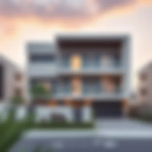 Stunning exterior view of an Asyan property in Dubai showcasing modern architecture