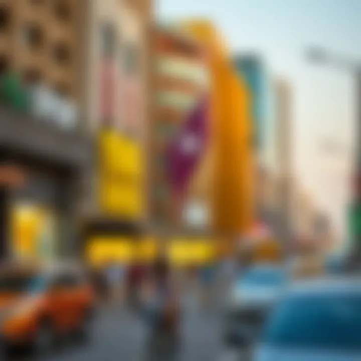 Vibrant street view showcasing Hamdan Street