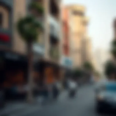 A bustling commercial area in Bay Square 8 filled with shops and eateries